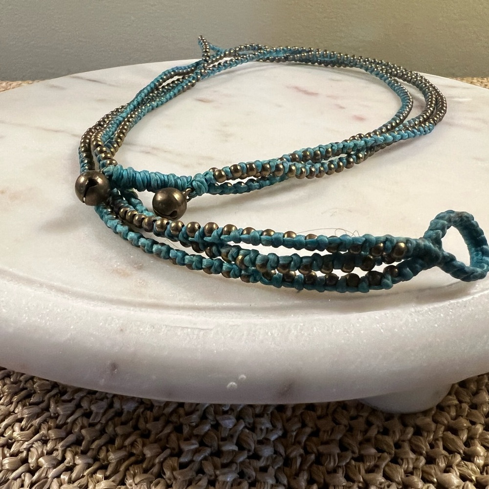 Vintage Turquoise and Bronze Beaded Necklace